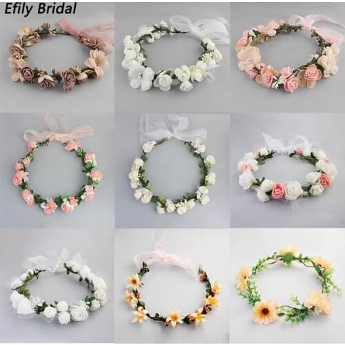 Efily Handmade Wreath Flower Headband for Women Hair Accessories Wedding Bridal Crowns and Tiaras Party Vacation Hairbands Gift