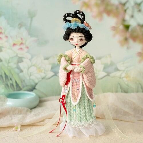 The Flower Goddess of Lotus Crochet Dolls Chinese Classic Beauty Crochet DIY Dolls Material Bag Handmade Gift