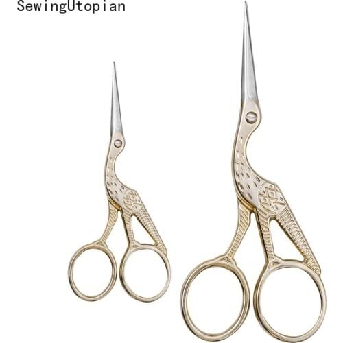 Durable Stainless Steel Vintage Classic Embroidery Scissors Nail Art Stork Scissors Cutters Sewing Scissors Fabric Professional