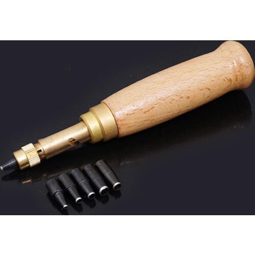 Belt Tool Quality Automatic Perforated Leather Wooden Handle Screw Punch / DIY 1.5 / 2 / 2.5 / 3 / 3.5 / 4mm Head Creative