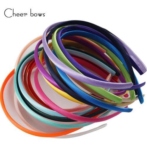 3pieces/lot 10mm Solid Color Satin Covered Resin Hairbands,Ribbon Covered Adult Kids Headbands Girl DIY Hair Accessories