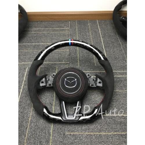 For Mazda Axela ATENZA CX4 CX5 Forged Carbon Fiber and Alcantara Leather Steering Wheel assembly with LED