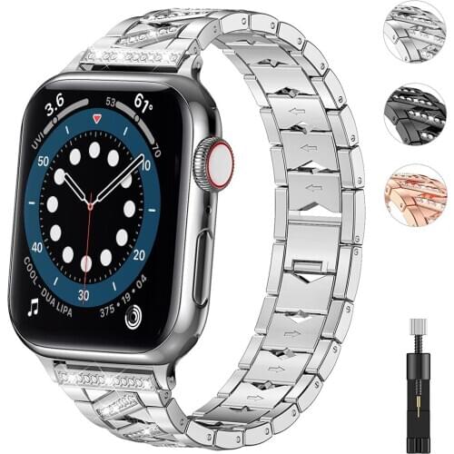 Bling strap for apple watch 6 se band 44mm 40mm series 4 5 Luxury Jewelry Diamond Metal Bracelet for iwatch 3 42mm 38mm bands