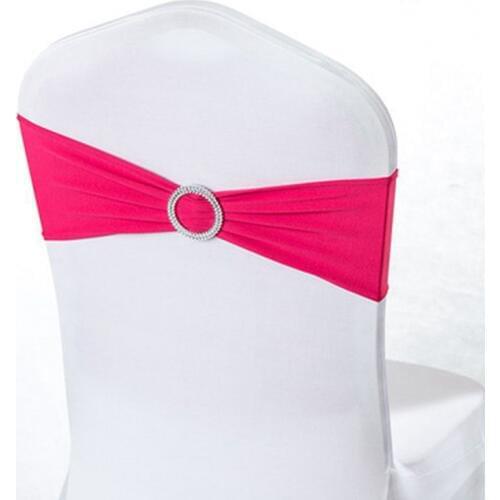 Stretch Lycra Chair Sash Bows Elastic Spandex Chair Band Ribbon With Heart Buckle For Hotel Wedding