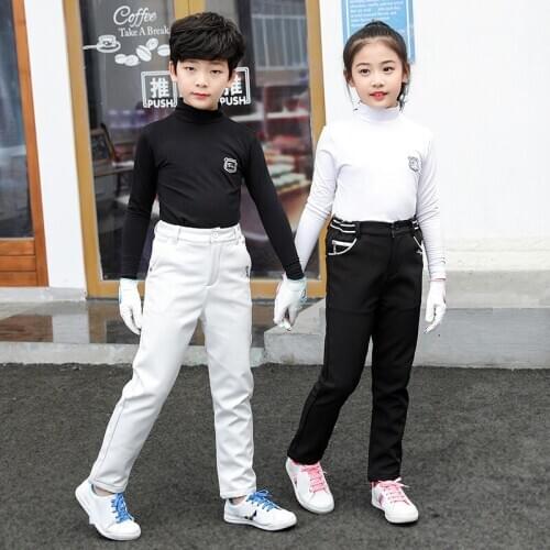 Boys Gilrs Keep Warm Golf Shirts Long-Sleeved Children Plus Velvet Bottoming Shirt Underwear Sports Golf Ball Clothes D0853