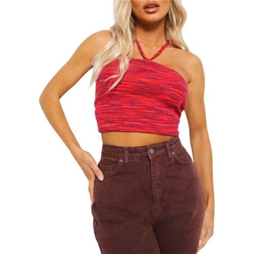 Fashion Women Summer Basic Tops Sexy Strappy Sleeveless Tie Dye Crop Top 2021 Female Casual Ribbed Knit Short Vest Tanks Tops