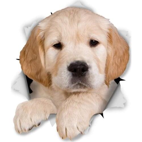 Creative Animal 3D Golden Retriever Pup Sticker Decal for Car Luggage Skateboard Motorcycle Laptop Waterproof Kk12*10cm