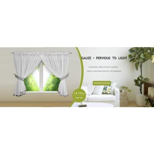 Tulle Voile Dyeing Color Pleated Window and Kitchen Showcase with Laser Carving Ladder Belt