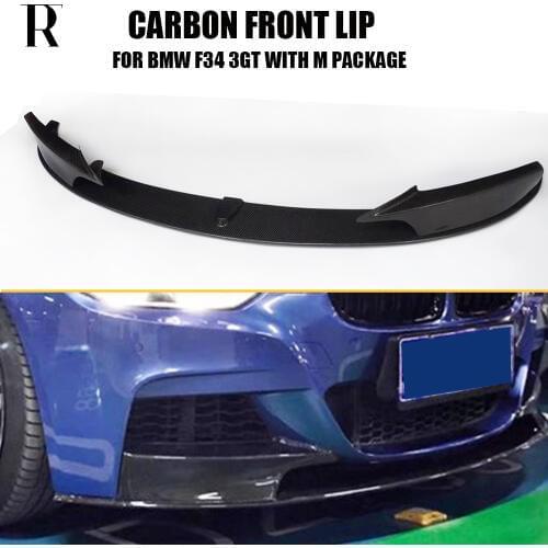 F34 Carbon Fiber P Style Front Bumper Lip Chin Spoiler with Side Splitter for BMW F34 3 Series GT 320 328 330 340 with M package