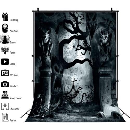 Halloween Backdrop Skull Skeleton Pumpkin Lantern Baby Portrait Photography Background Photozone Vinyl Photophones For Photos