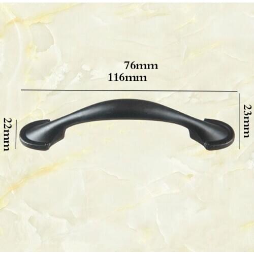 Cabinet drawer American black wardrobe door handle European style cabinet single hole small handle hole distance 76mm