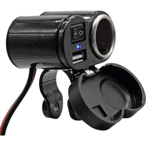 YJ-MC033 Car Motorcycle Bike Waterproof Cigarette Lighter USB Charger Power Charging Socket Power Supply Socket Interior 12V 24V