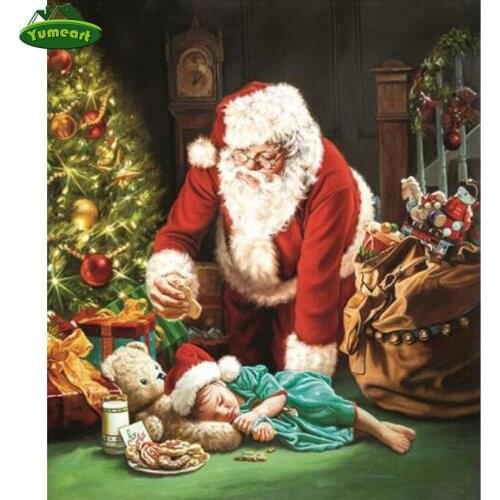 YUMEART 5D Diy Diamond Painting Rhinestone Cross Stitch Mosaic Embroidery Santa Claus and Baby Needlework Home Decor Craft Gifts