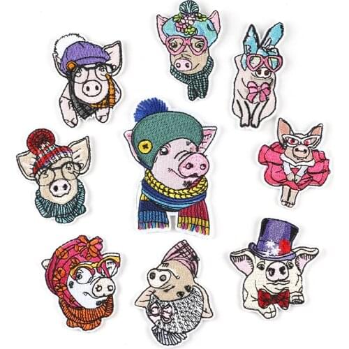 Funny Cartoon Pig Portrait Fabric Patch Cute Piggy Piglet Farm Pet Love Clothing Iron on Diy Appliques