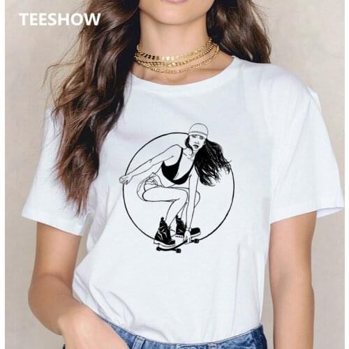 New Fashion Skater girls T Shirt Women Printed Ladies Tops 2021 Tshirt Sstreetwear Graphic Black Tees Female Drop Shipping
