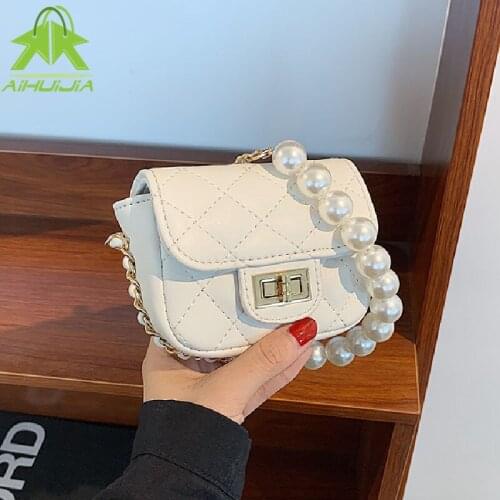 Women Mini Handbag Elegant Lingge Shoulder Messenger Bags Fashion Girl Pearl Chain Bag New All-match Crossbody Small Square Bag