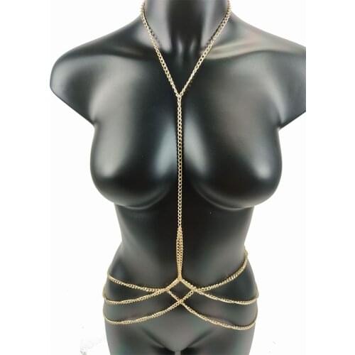 Body Jewelry Goth Charm Bra Chest Chains Body Chain Bikini for Women Summer Accessories Beach Belly Waist Punk Gift Holiday