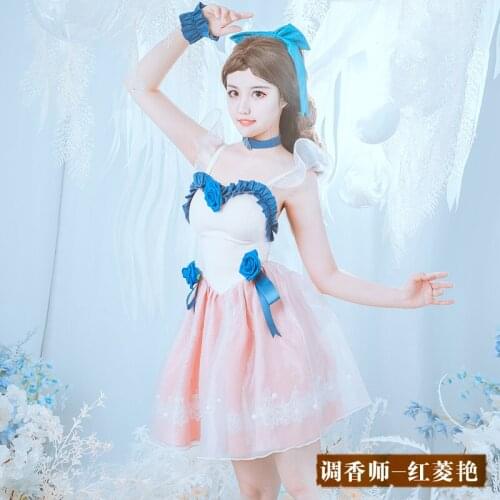 Anime Identity V Cosplay Costume Pink Prom Dress Women Perfumer Vera Nair Cos Skin HongLingYan Clothes Cosplay Full Set