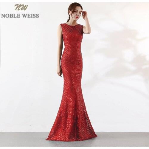 NOBLE WEISS Gorgeous Prom Dress O Neck Bling Bling Sparkly Slim Simple Corset Luxurious Party Dress
