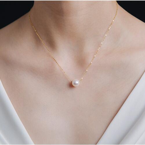 Classic Pearl Jewlery For Women Single Round Pearl Necklaces & Pendants 316L Titanium Steel Suspension Chokers Necklace Collier