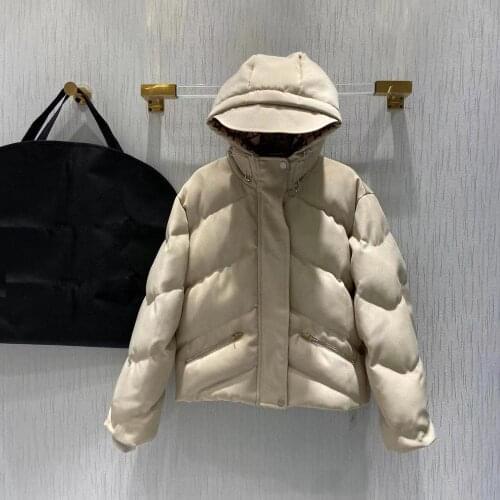 2021 Winter Luxury Design Quilted Hooded Short Elegant Down Jacket