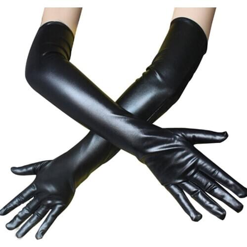 1Pair Sexy Faux Leather Shiny Long Latex Glove Punk Gloves Sexy Hip-pop Jazz Outfit Mittens Culb Wear Cosplay Costumes Accessory