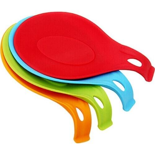 1PC Thickened Silicone Soup Ladle Spatula Spoon Mat Spoon Holder Spoon Holder Mat Cooking Tools Home Kitchen Products Utensils