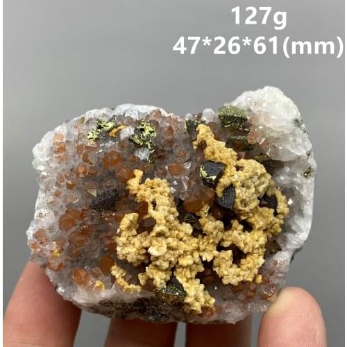 100% natural Red crystal and pyrite And mica Symbiosis mineral specimen stones and crystals quartz gemstones from china