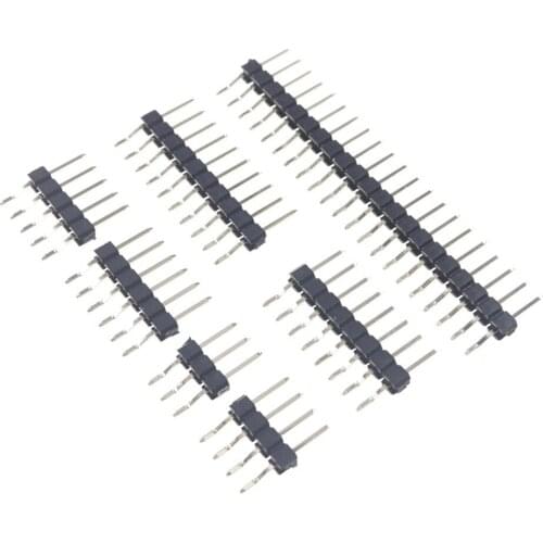 100pcs 0.10" 2.54 mm PCB Pin Header Male Single row Right Angle 90 Deg SMD SMT Surface Mount Insulator Height 2.5mm
