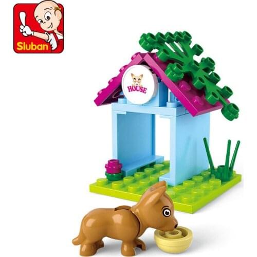 19PCS S Luban Street View Building Block 0513 Puppy House Girl Small Particles Assembling Toy Gift