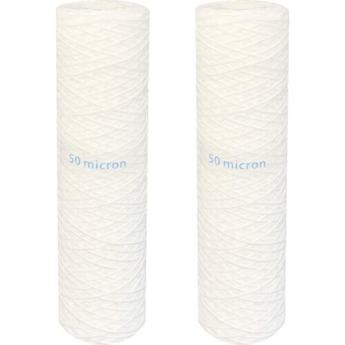 2 pack of 50 Microns String-Wound Polypropylene Filter Cartridge 10" x 2.5" for city and well water