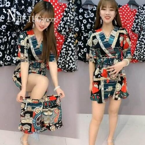 2020 New Korean Summer Chiffon Women Sets Korean Slim Tops And Shorts Female Sets