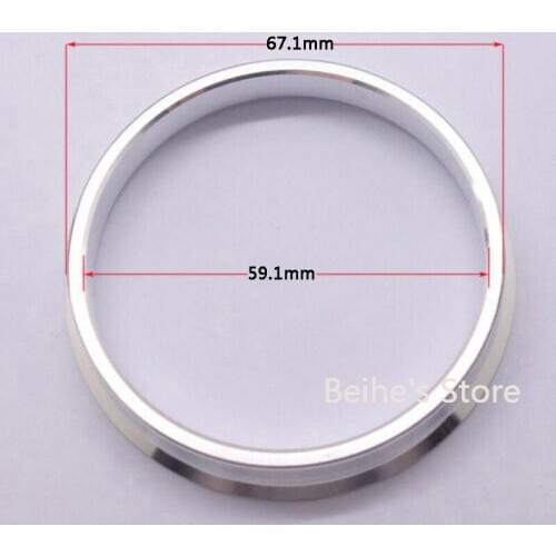 4pcs Silver Aluminum Alloy Wheel Spacer Hub Centric Rings 67.1OD to 59.1ID