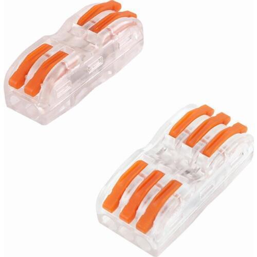 50/100pcs Conector Wire Connector Mini Fast Universal Compact Wiring Conductor Push-in Terminal Block Tansparent