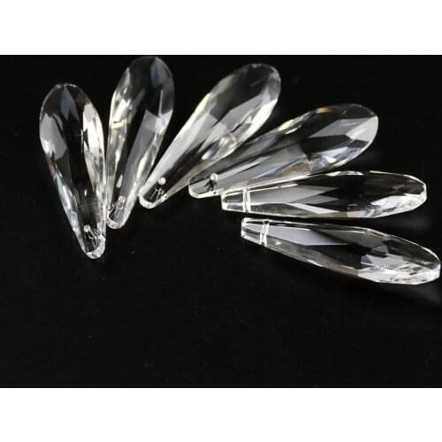 6PCS 50mm Clear Faceted Glass Tear Drop Crystal Prisms Chandelier Lamp Parts Suncatcher Hanging Pendants Wedding Home Decoration