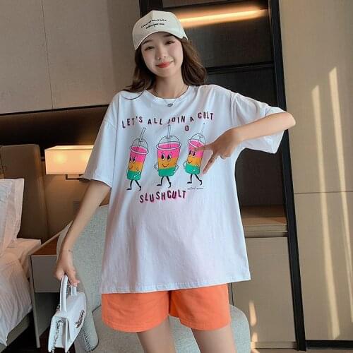 741# Maternity Tops+ High Waist Pants Two-piece Maternity Clothes Loose Stylish Set Pregnant Women Pregnancy Clothes