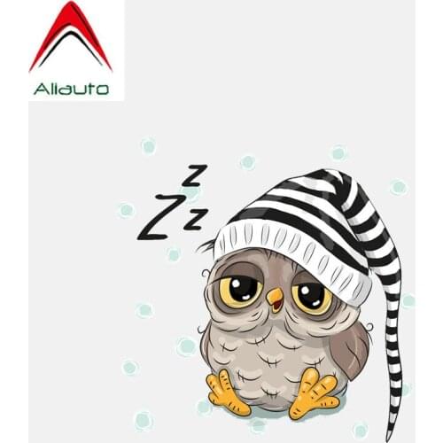 Aliauto Personality Cartoon Car Sticker Owl with Hood Sleeping PVC Window Waterproof Sunscreen Decal Decoration,13cm*13cm