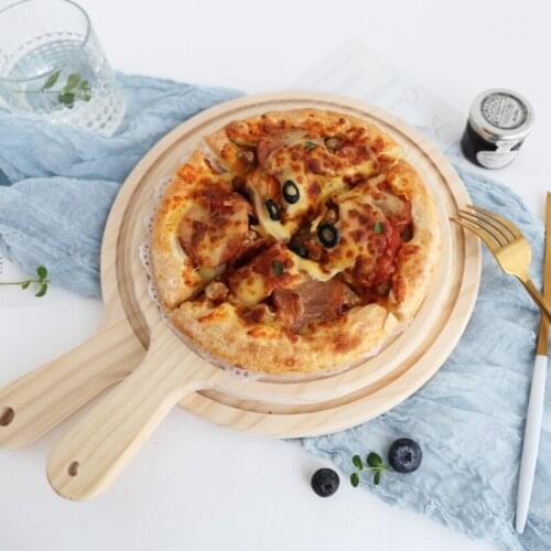 Bamboo Baking Pizza Board Round Baking Tray With Handle Western Restaurant Tray Bamboo Cake Pizza Baking Tool