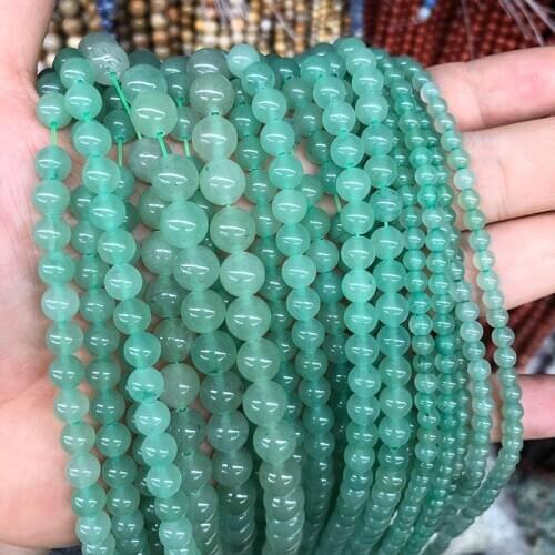 Free Shipping Natural Stone Green Aventurine Jades Round Loose Beads 15" Strand 4 6 8 10 12 14MM Pick Size For Jewelry Making