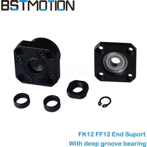 FK12 FF12 Ball screw End support block with deep groove ball bearing for 1605 1610 ball screw
