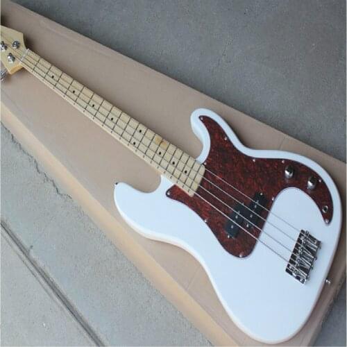Top quality FPPB-6002 white color solid body maple fretboard 4 strings P electric bass, Free shipping