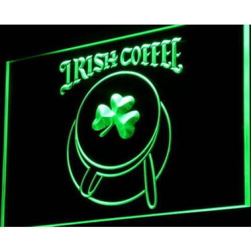 I949 Irish Coffee Cup Shop Shamrock Decor Neon Light Light Signs On/Off Switch 20+ Colors 5 Sizes