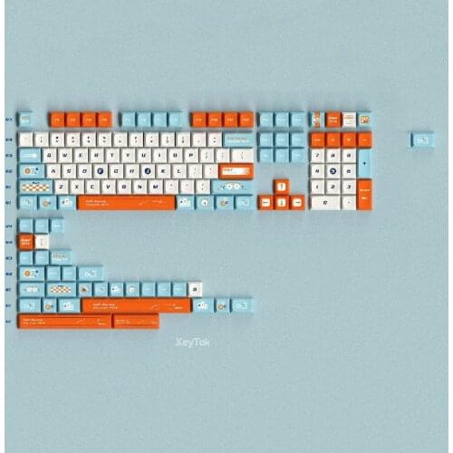 Gulf 917k Racing Design Blue White Orange Keycap For Cherry Mx Gateron Kailh Box TTC Switch Mechanical Keyboard KDA PBT Key Cap