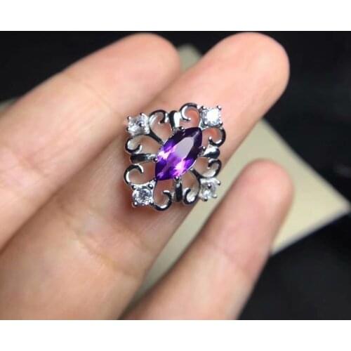 Natural Amethyst ring The Stone of Love The index finger, the ring. 925 silver and silver A birthday present for a lovers girlf