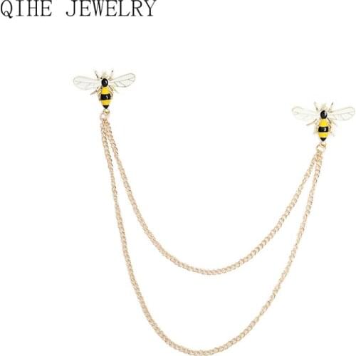 Honey Pendant Double Tassel Bee Enamel Pins Brooches Badges Be Kind Cartoon Insects Jewelry Accessories Brooch Pins Wholesale