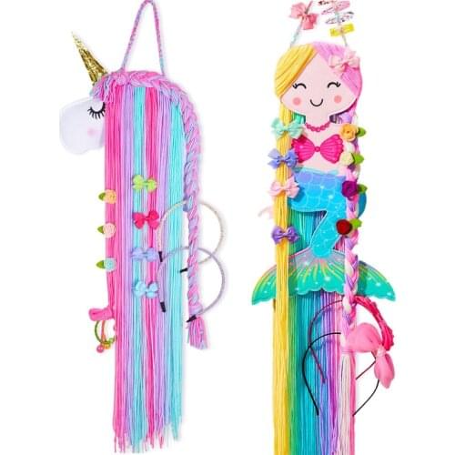 Kawaii Mermaid Hanging For Teen Girls Room Unicorn Decor Rainbow Decoration Wall Pendant For Hairband Hair Clips Organization