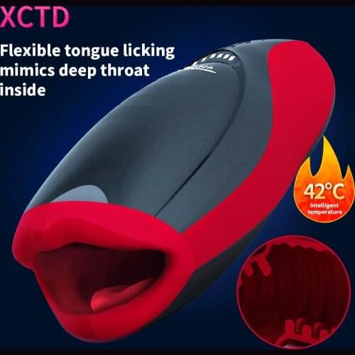 Male Masturbator Cup Intelligent Heating Pussy Mouth Blowjob Masturbation Oral Sex Sucking Deep Throat Vibrator Sex Toys for Men