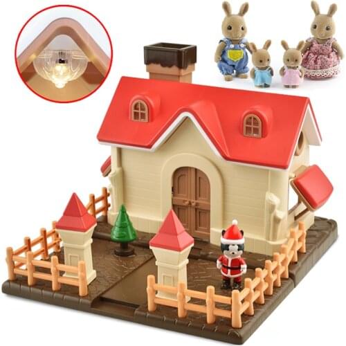 New1:12 Dollhouse furniture Forest House Simulation Snow Hut Christmas Gift 1/12 Family Forest Animals Toys for Girls