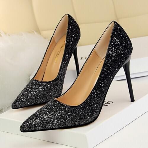 New Women Pumps Shoes Bling Pointed Toe Slip-On Mixed Color 9.5cm Thin High Heels Shallow Sexy Club Lady Party Female Shoes