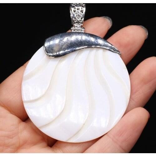Natural Mother-of-pearl Pendants Reiki Heal Round White Shell Pendant for DIY Women Necklace Earrings Jewelry Making